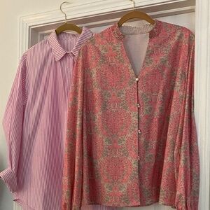 Pink and Red Patterned Blouse Set